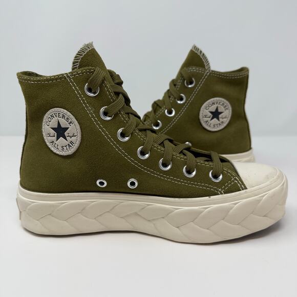 Converse Chuck Taylor Sneakers Women's 5.5 Olive Green Lift Cable Hi Lug Sole - Picture 2 of 12